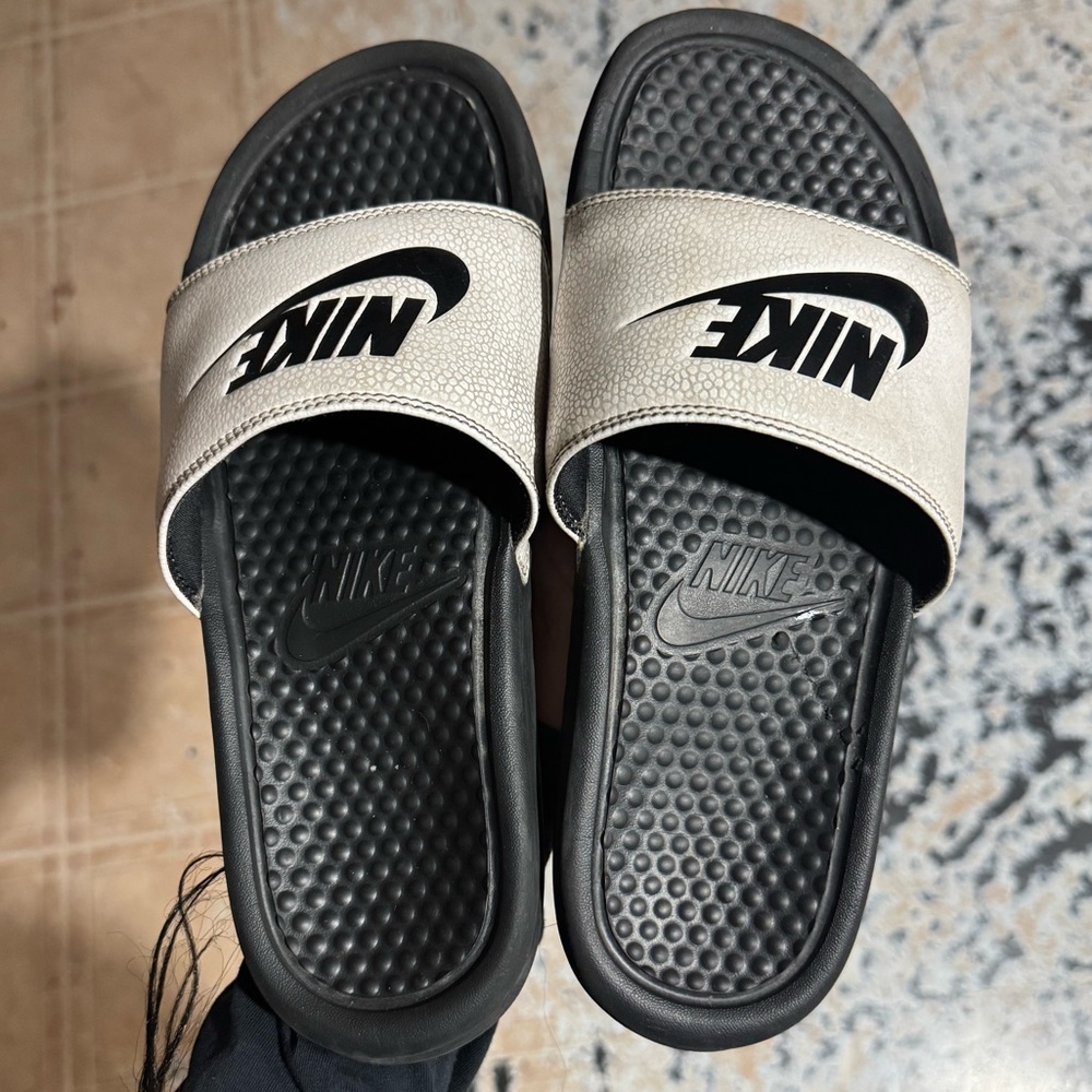 Nike Black and Gray Slide Sandals